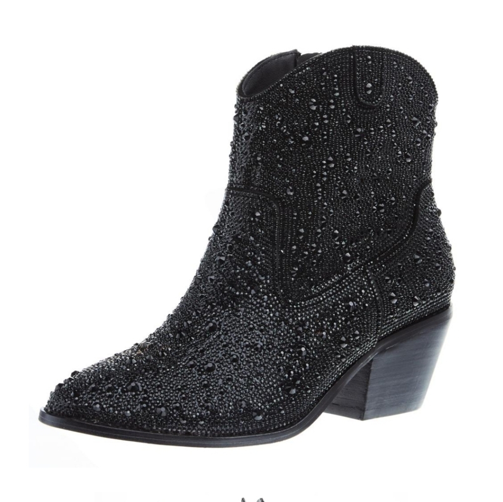 Corky's Hey Girl Shine Bright Black Rhinestone Western Booties Size 7 - Picture 4 of 17